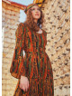 Spanish Sleeve Printed Orange Maxi Dress